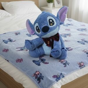 DISNEY Lilo & Stitch PILLOW PLUSH BUDDY & BLANKET 40x60 Set 2-in-1 Zip-Away NWT